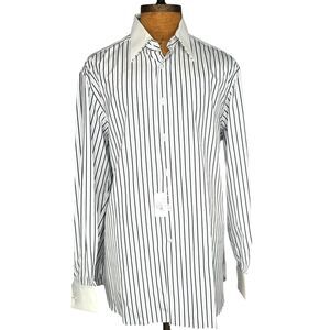 Stefano Ricci 17.5 Luxury Cotton Striped Shirt With French Cuffs New with Tags
